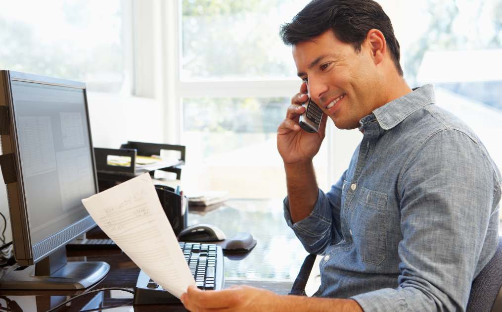 man on phone in office